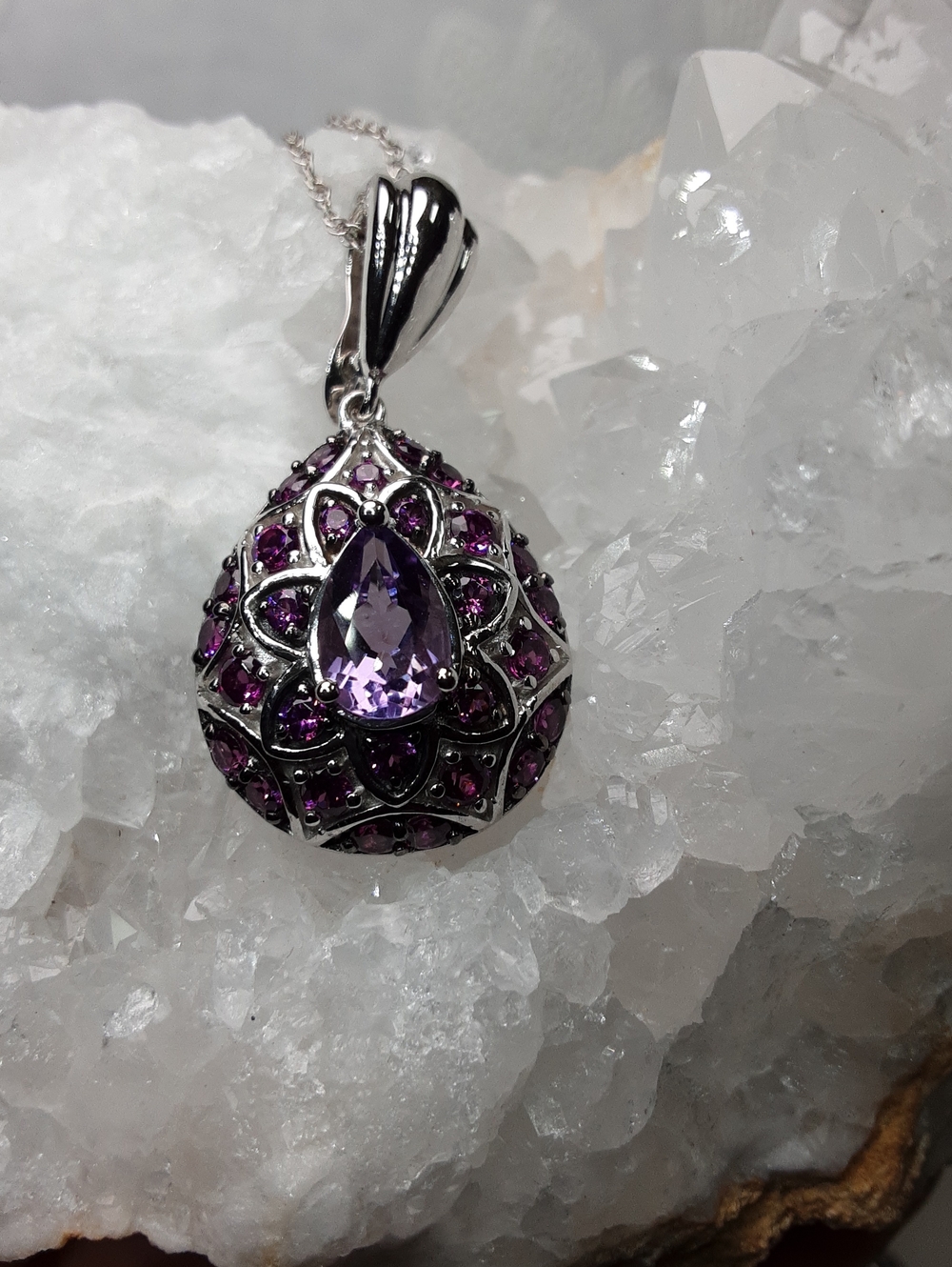 925 multi gemstone enhancer with chain.